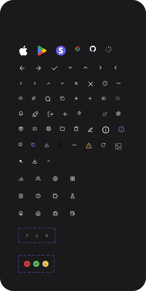 The same icons in the dark theme.