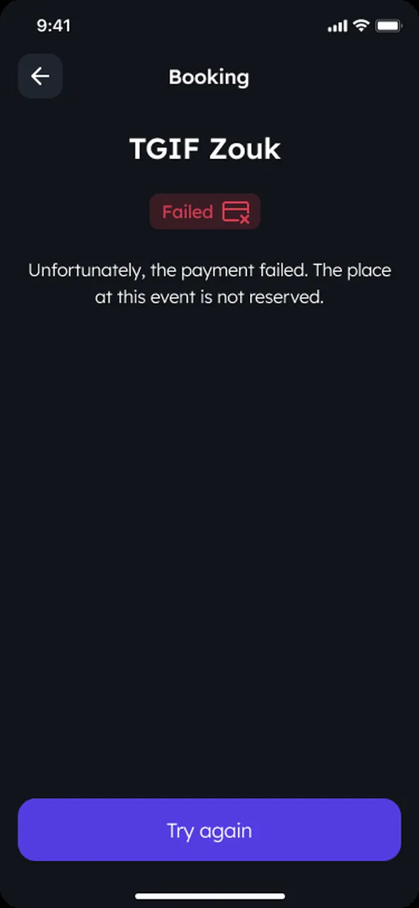 Lit: failed payment.