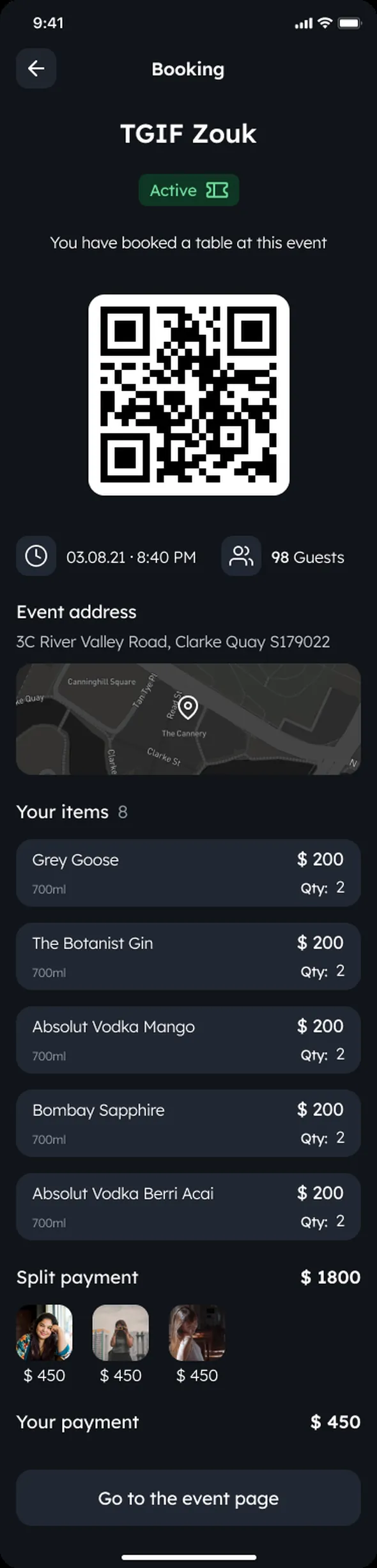 Lit: active booking.